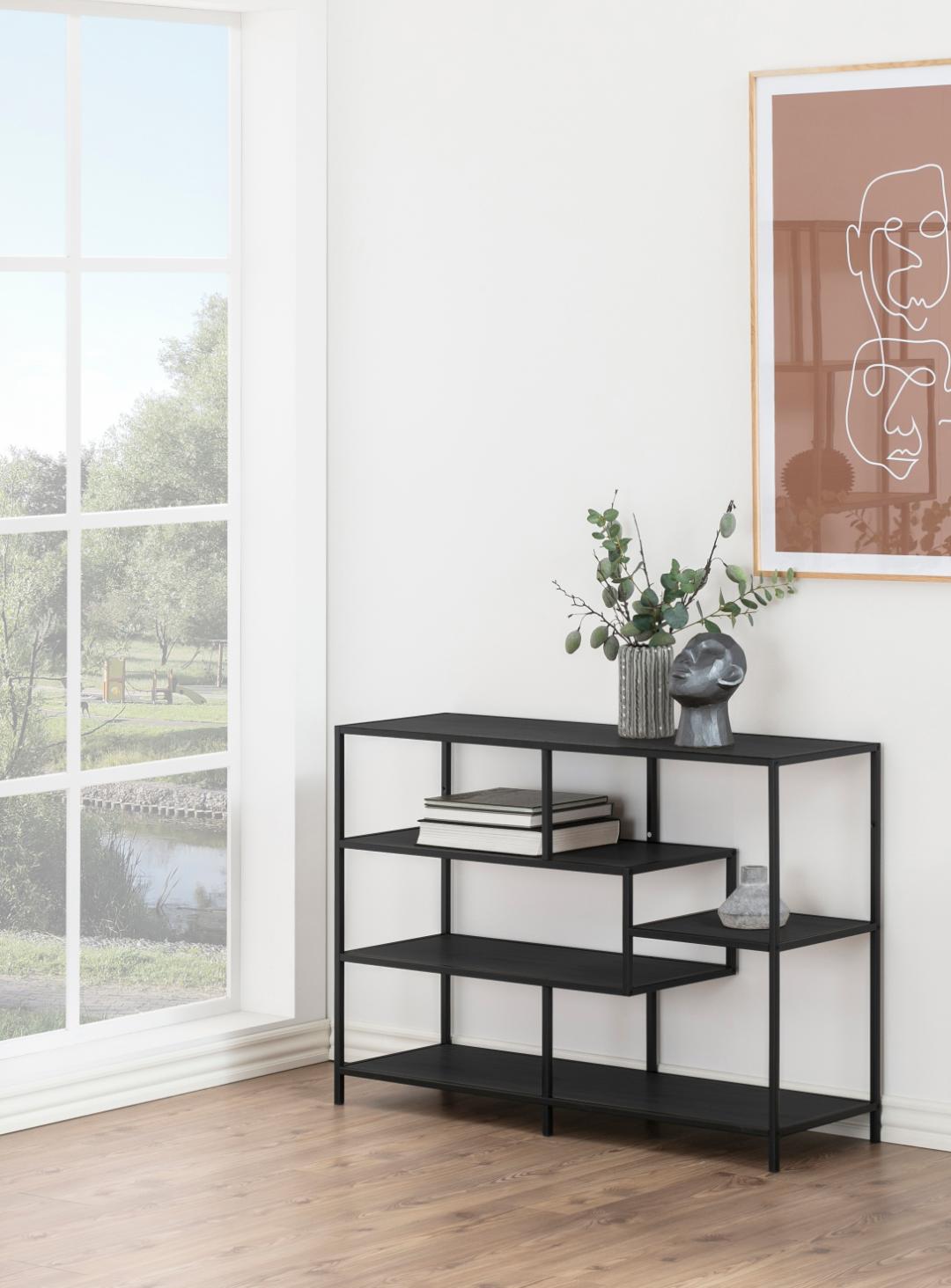 Boekenkast Seaford 8211 Zwart Essen Melamine 8211 Metaal