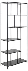 Boekenkast Seaford - Zwart eiken melamine - Metaal