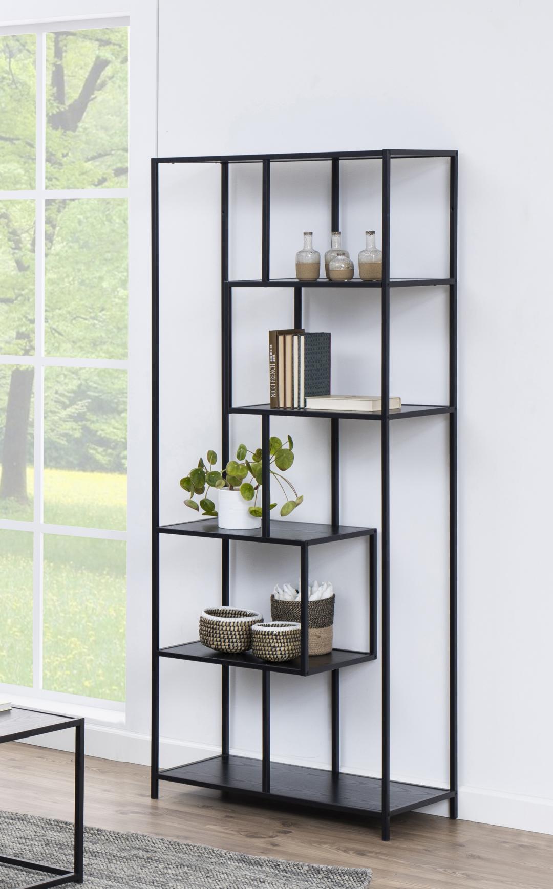 Boekenkast Seaford 8211 Zwart Eiken Melamine 8211 Metaal