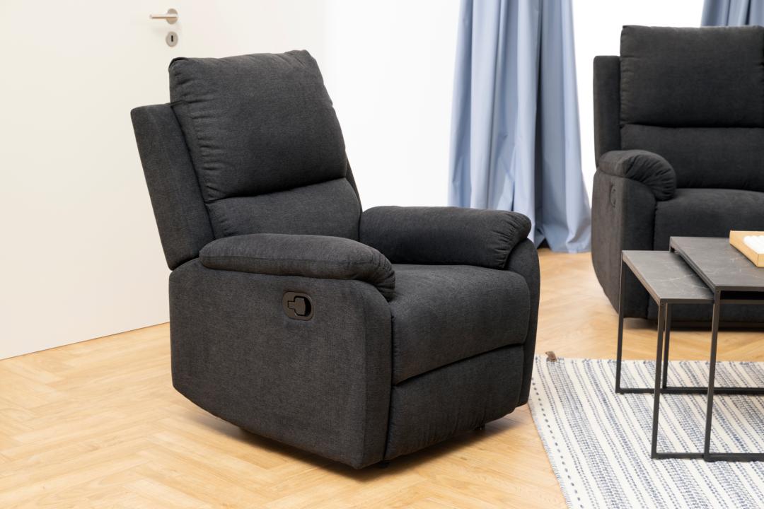 Relaxfauteuil Sabia 8211 Stof Enjoy Donkergrijs 8211 Verstelbaar Relaxfauteuil Sabia 8211 Stof Enjoy Donkergrijs 8211 Verstelbaar