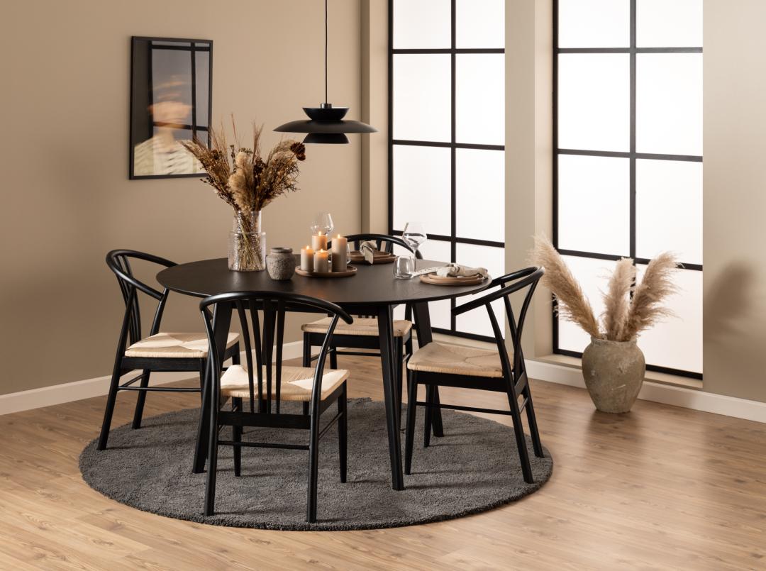 Eetkamertafel Roxby 8211 Zwart Eiken Fineer 8211 140 Cm Eetkamertafel Roxby 8211 Zwart Eiken Fineer 8211 140 Cm