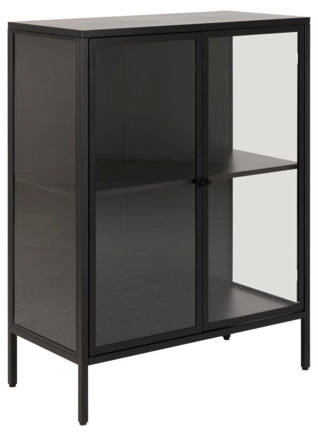 Vitrinekast Newcastle 8211 Zwart Metaal 8211 Glasdeuren