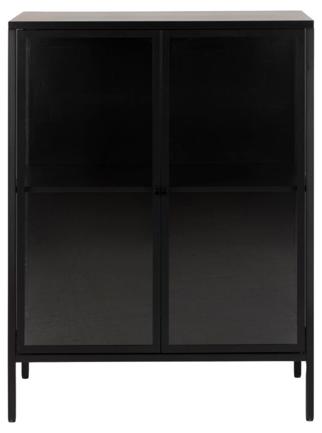 Vitrinekast Newcastle 8211 Zwart Metaal 8211 Glasdeuren