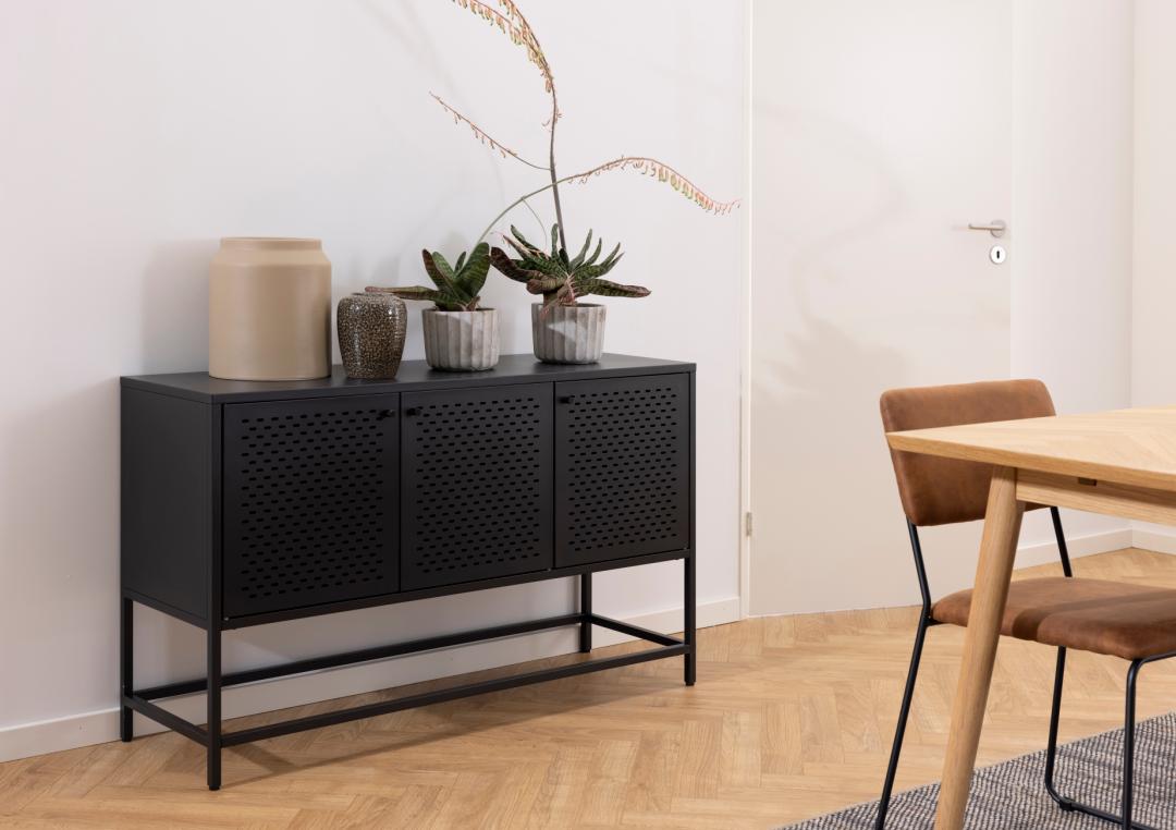 Dressoir Newcastle 8211 Zwart Metaal 8211 Gaas