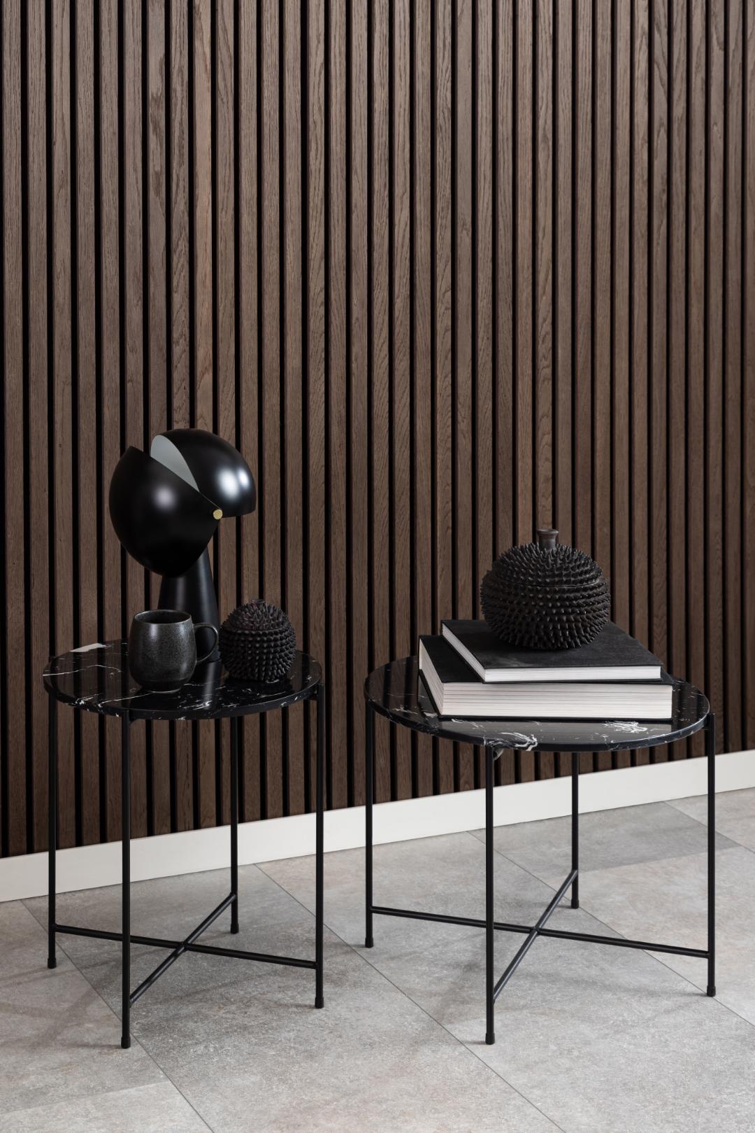 Bijzettafel Avila 8211 Zwart Gepolijst Kunstmarmeren Blad 8211 Metaal