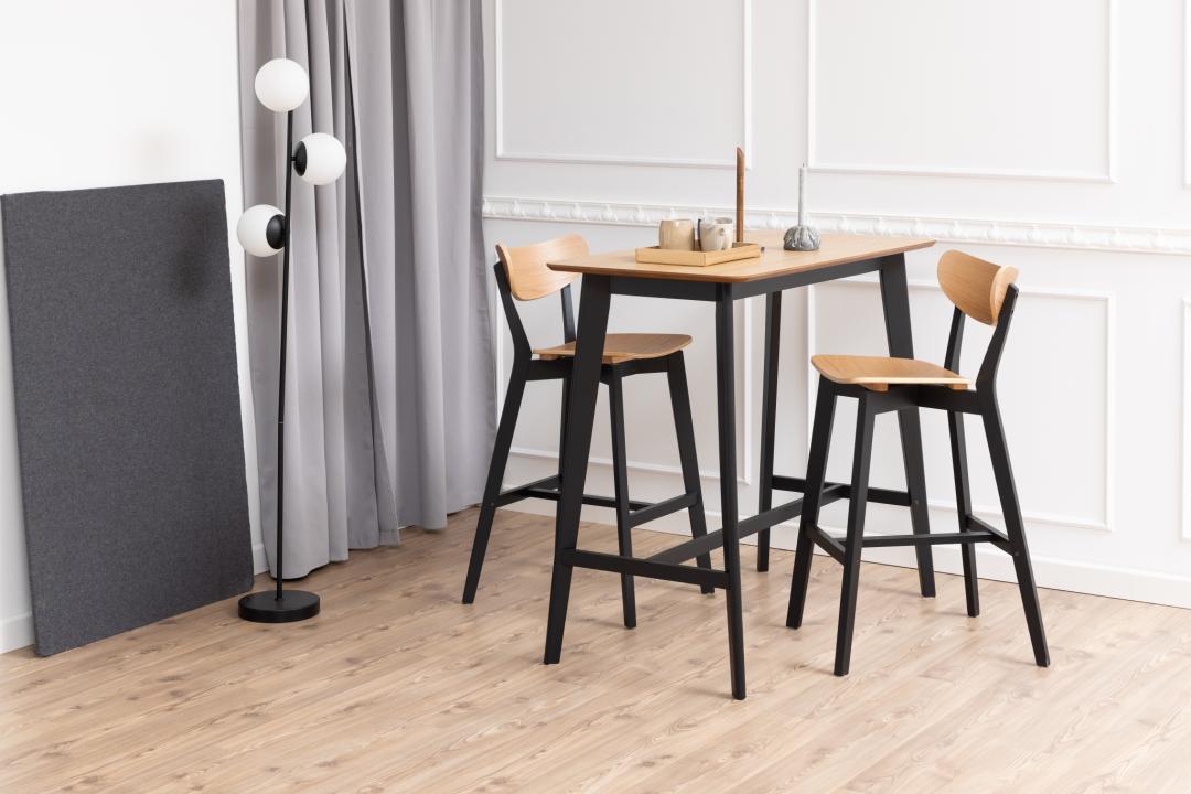 Bartafel Roxby 8211 Eikenfineer 8211 Zwart Rubberhout Onderstel