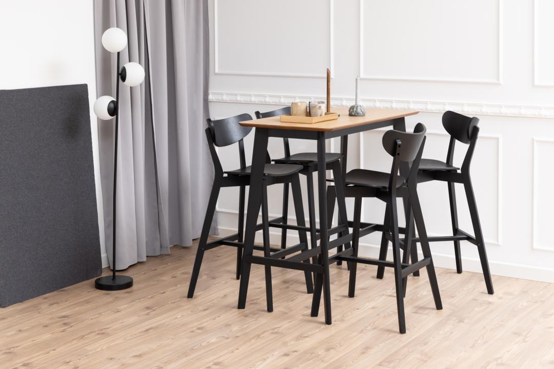 Bartafel Roxby 8211 Eikenfineer 8211 Zwart Rubberhout Onderstel