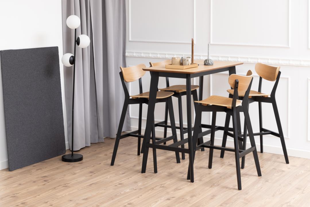 Bartafel Roxby 8211 Eikenfineer 8211 Zwart Rubberhout Onderstel