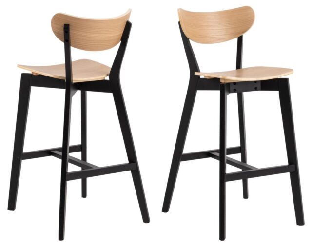 Barkruk Roxby 8211 Naturel Eiken Fineer 8211 Zwart Hout Minimale Bestelling 2 Stuks