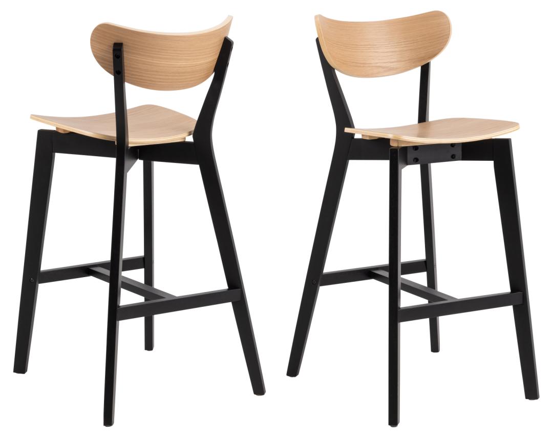 Barkruk Roxby 8211 Naturel Eiken Fineer 8211 Zwart Hout Minimale Bestelling 2 Stuks