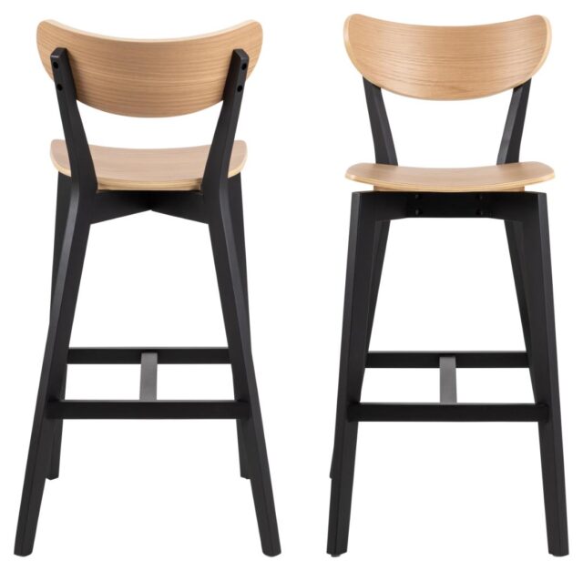 Barkruk Roxby 8211 Naturel Eiken Fineer 8211 Zwart Hout Minimale Bestelling 2 Stuks