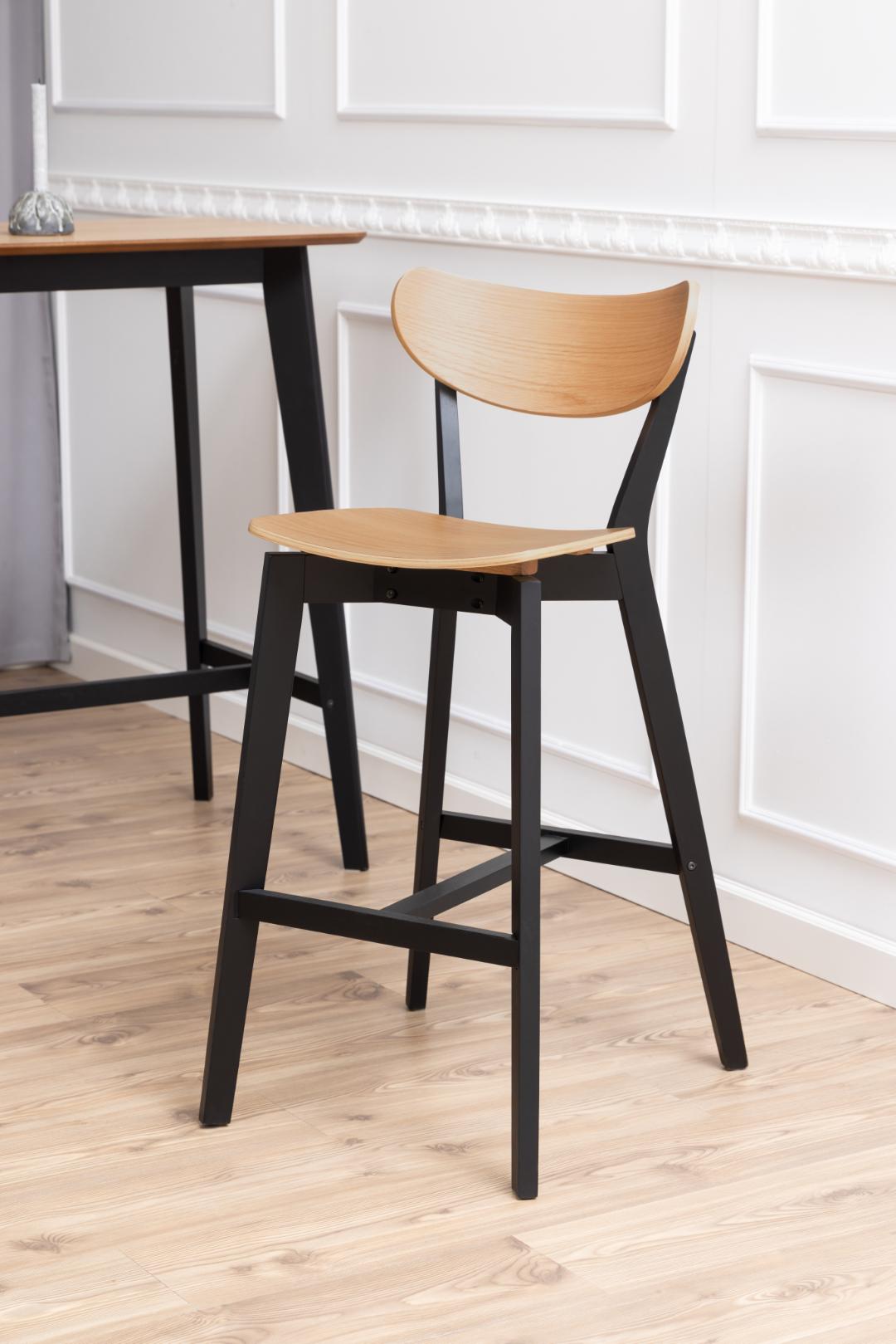 Barkruk Roxby 8211 Naturel Eiken Fineer 8211 Zwart Hout Minimale Bestelling 2 Stuks