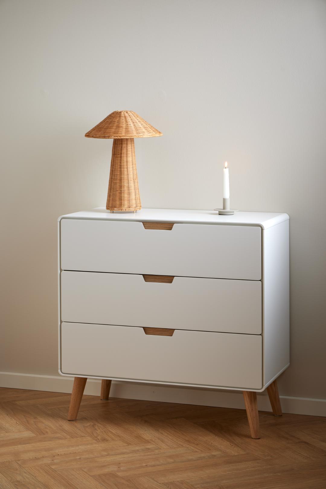 Ladekast Lowell 8211 Wit Mdf 8211 Eiken 8211 3 Laden