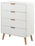 Ladekast Lowell - Wit MDF - Eiken - 4 laden