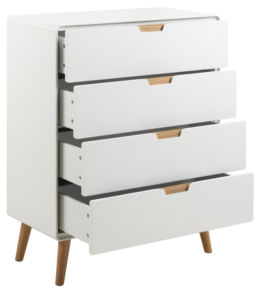 Ladekast Lowell 8211 Wit Mdf 8211 Eiken 8211 4 Laden Ladekast Lowell 8211 Wit Mdf 8211 Eiken 8211 4 Laden