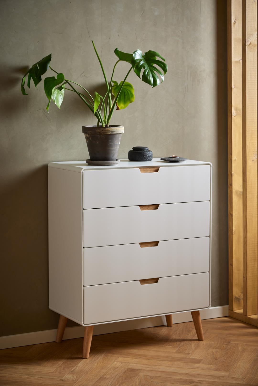 Ladekast Lowell 8211 Wit Mdf 8211 Eiken 8211 4 Laden Ladekast Lowell 8211 Wit Mdf 8211 Eiken 8211 4 Laden
