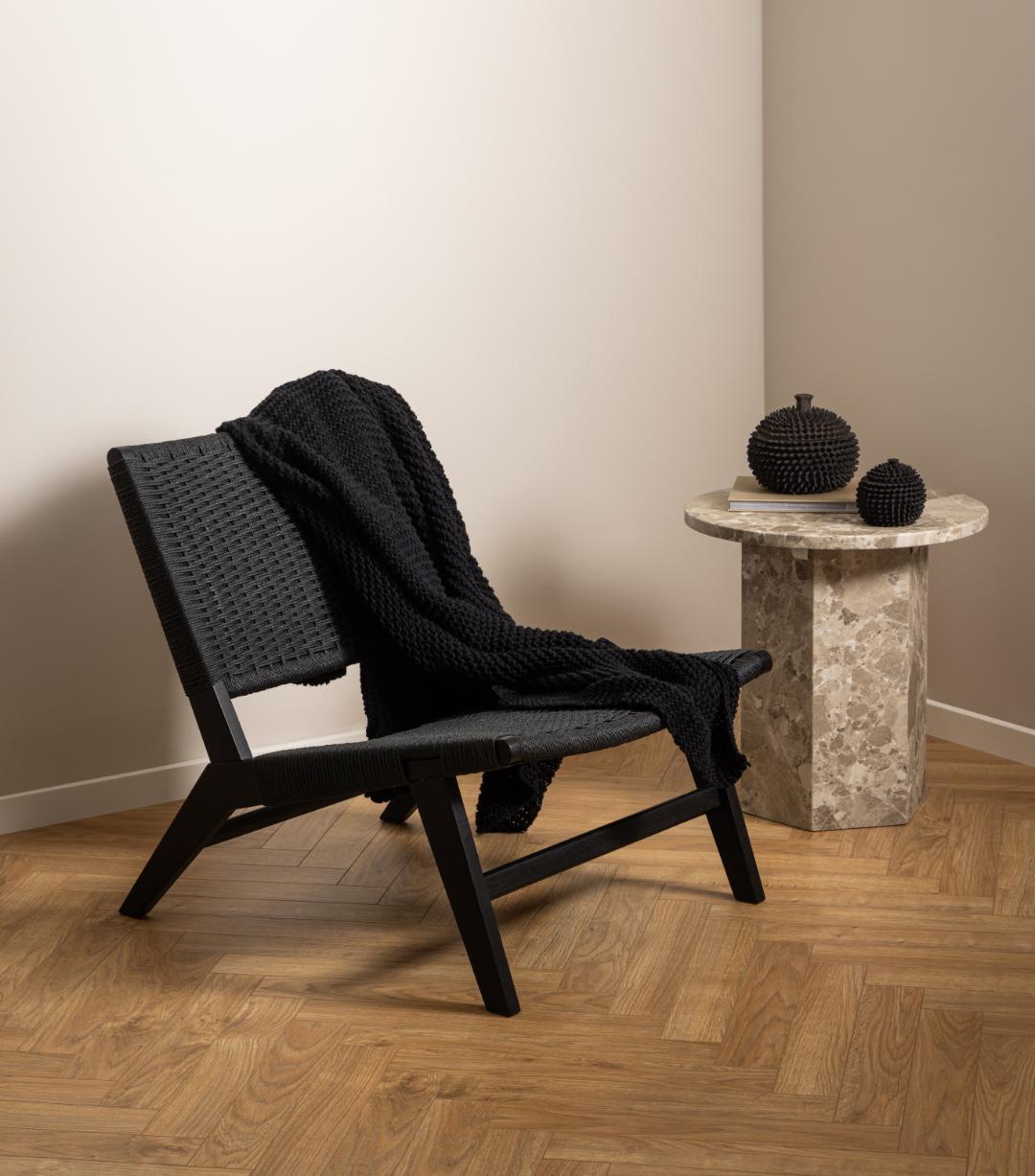 Loungestoel Carson 8211 Zwart Eikenhout 8211 Gevlochten Patroon