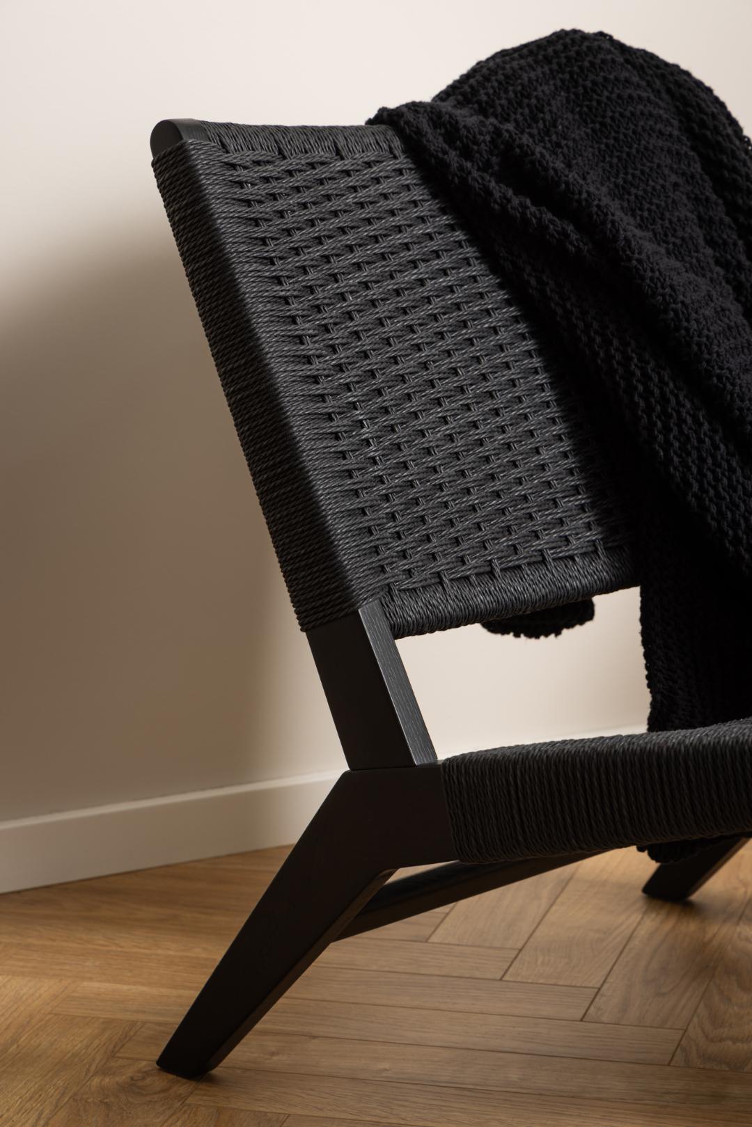 Loungestoel Carson 8211 Zwart Eikenhout 8211 Gevlochten Patroon