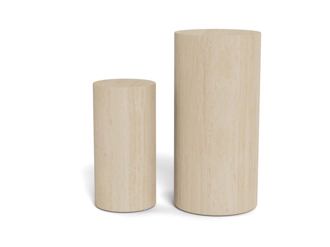 Pilaar Set Dobbelsteen 8211 Ruw Papier En Travertijn