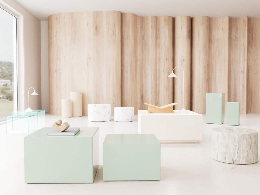 Pilaar Set Dobbelsteen 8211 Ruw Papier En Travertijn