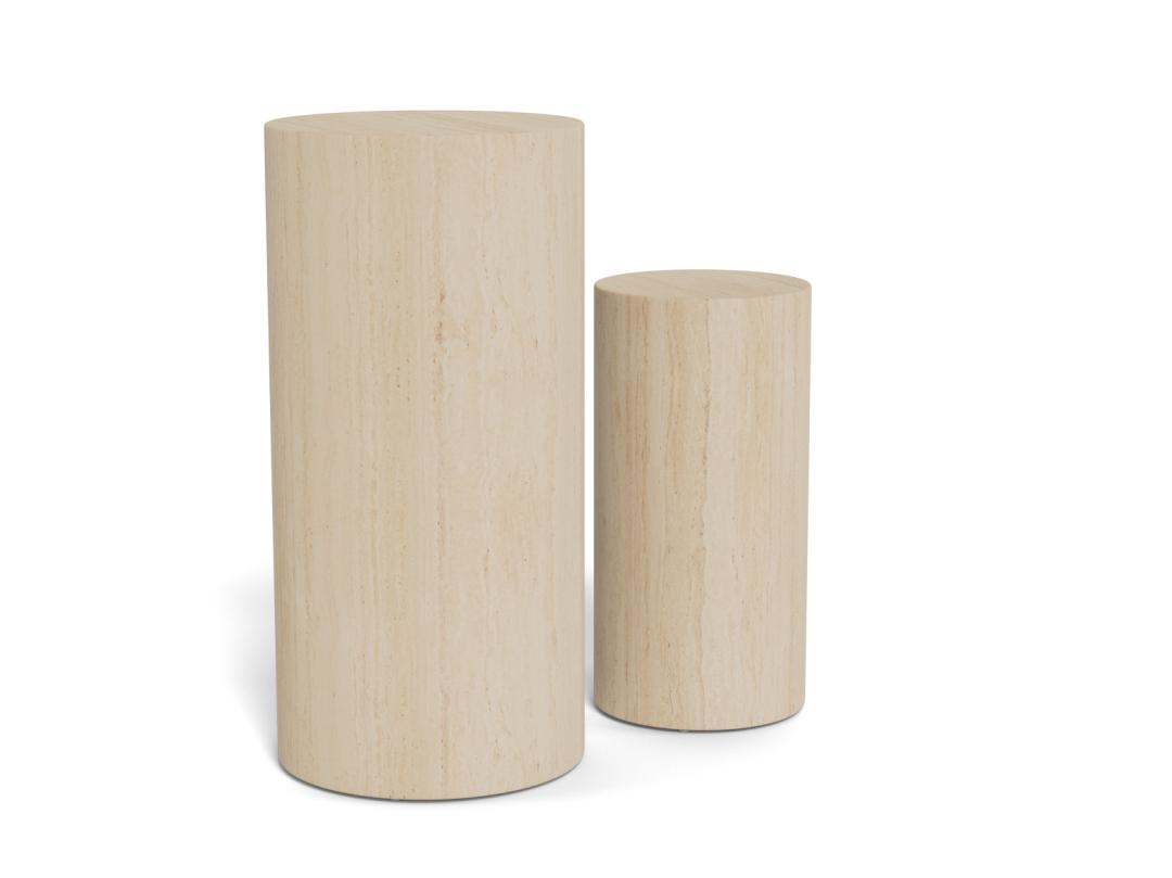 Pilaar Set Dobbelsteen 8211 Ruw Papier En Travertijn