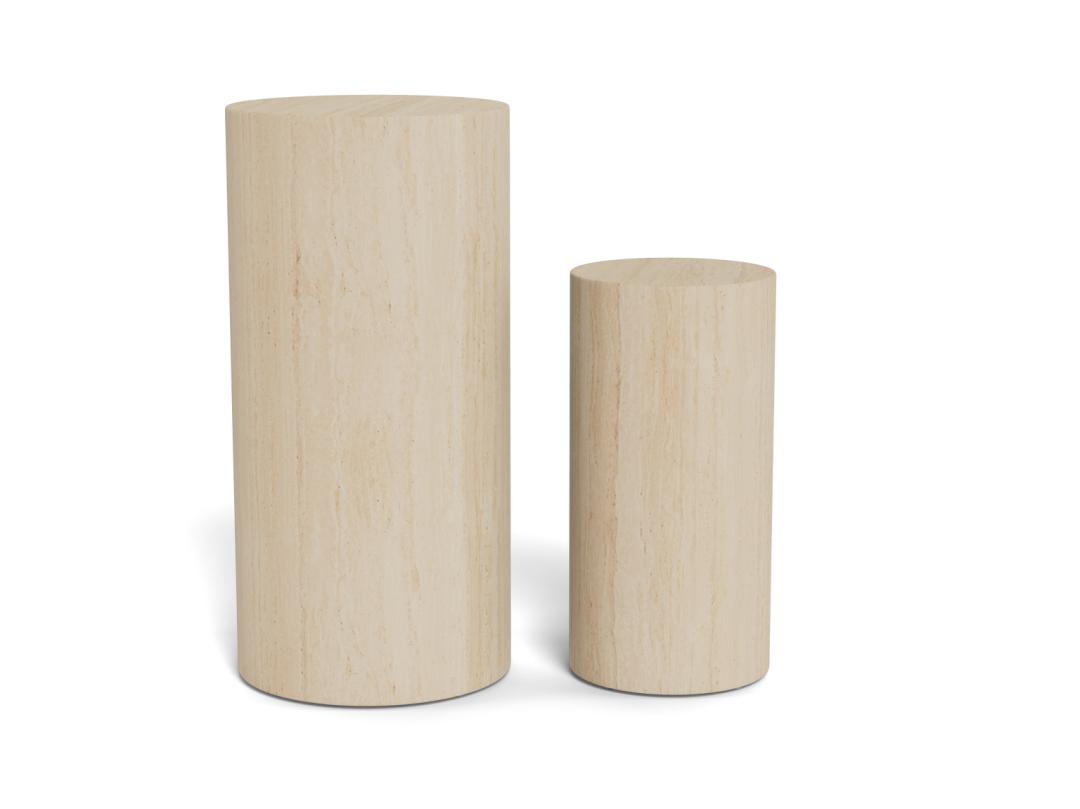 Pilaar Set Dobbelsteen 8211 Ruw Papier En Travertijn