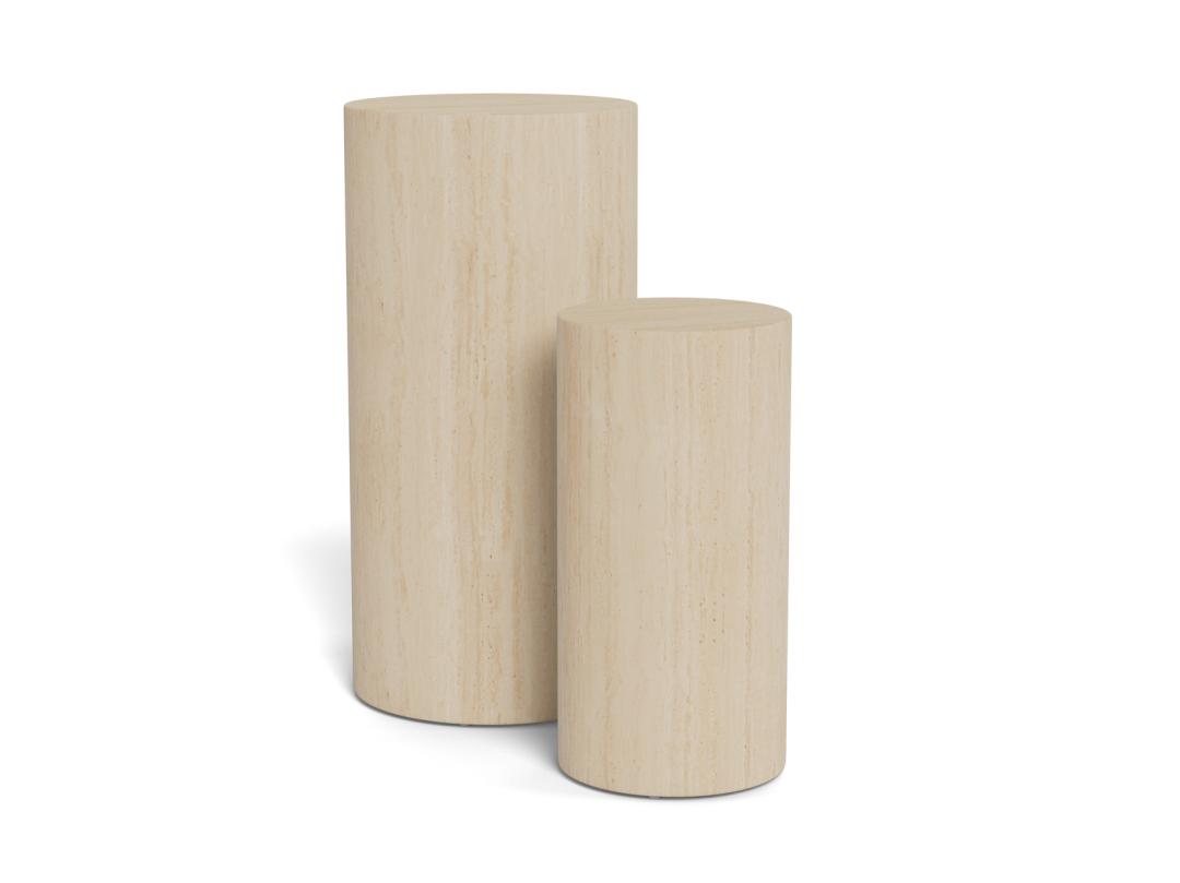 Pilaar Set Dobbelsteen 8211 Ruw Papier En Travertijn