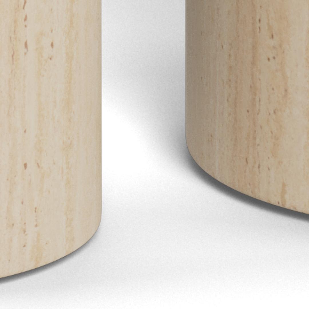 Pilaar Set Dobbelsteen 8211 Ruw Papier En Travertijn