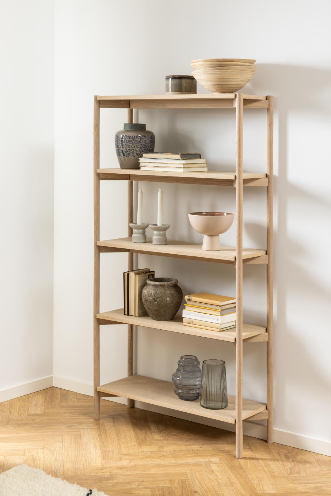 Boekenkast Braidwood 8211 Wit Geolied Eiken Hout