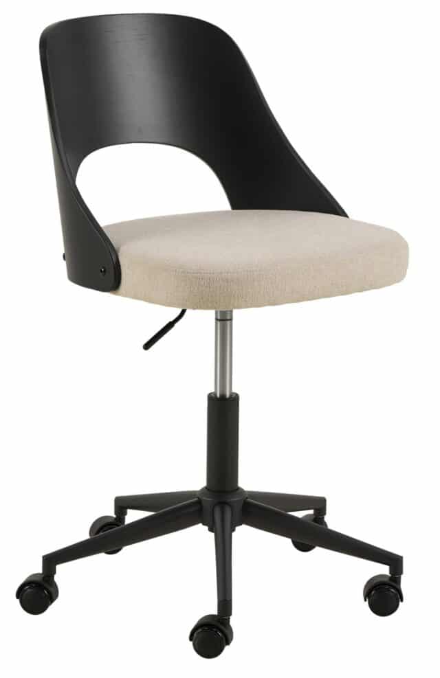 Bureaustoel Lucy 8211 Stof Apia Beige 8211 Zwart Eiken Fineer 8211 Verstelbaar