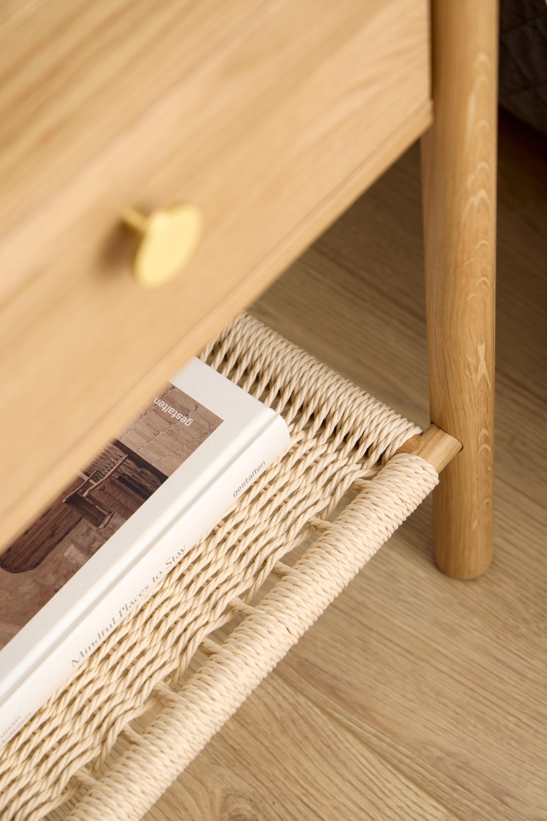 Nachtkastje Monfort 8211 Mat Eikenhout Melamine 8211 Vlechtwerk Nachtkastje Monfort 8211 Mat Eikenhout Melamine 8211 Vlechtwerk