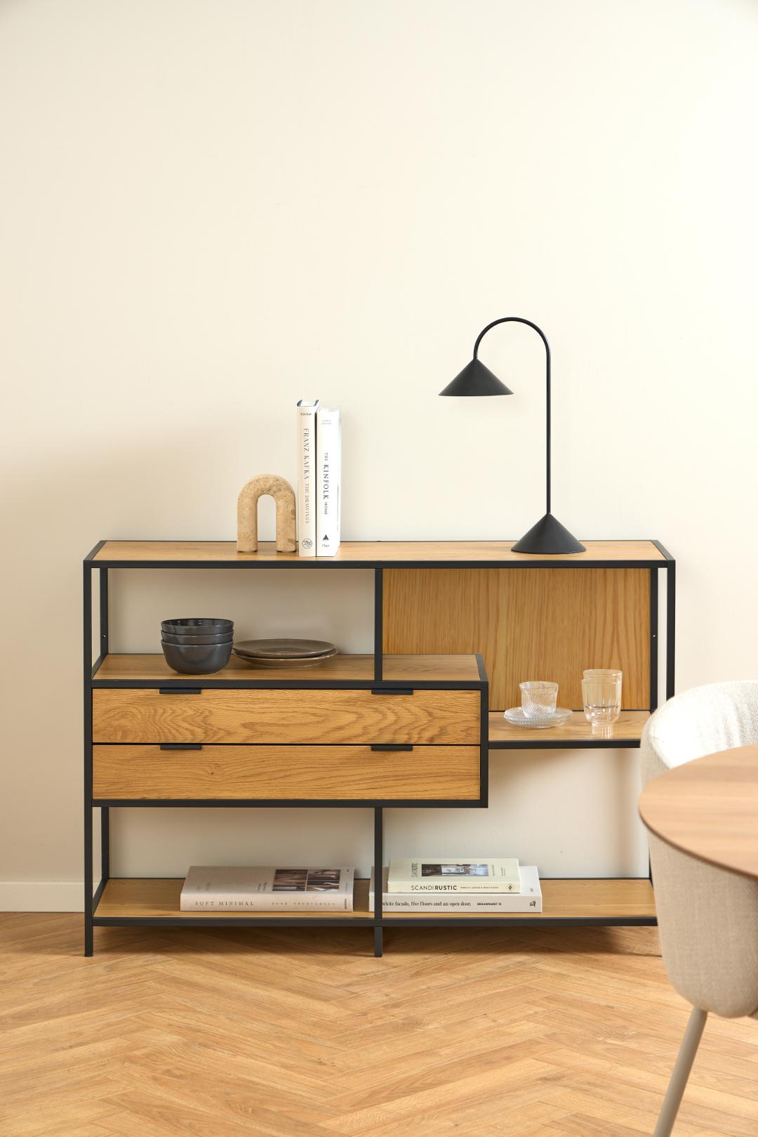 Boekenkast Seaford 8211 Eikenhout Fineer 8211 Metaal