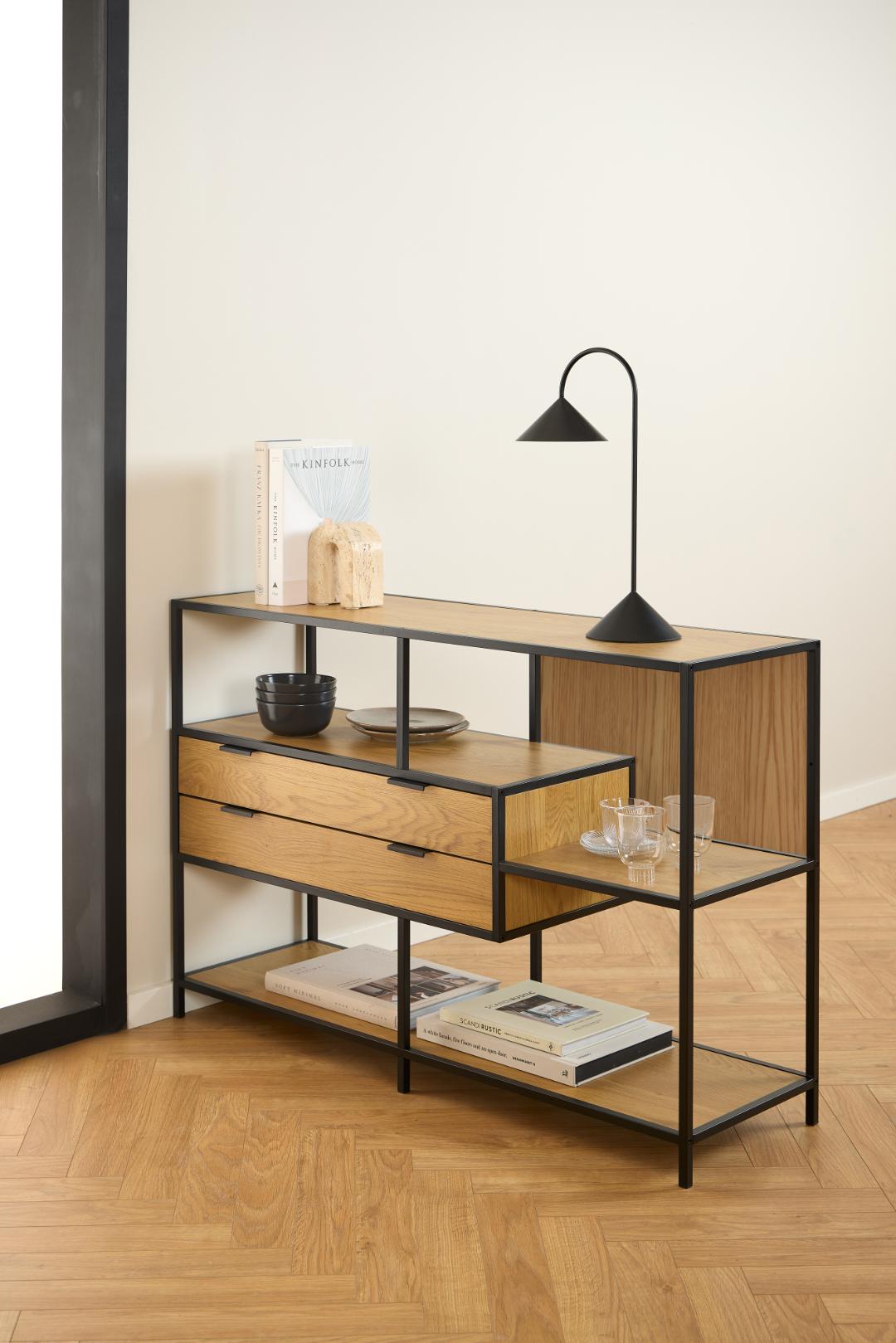 Boekenkast Seaford 8211 Eikenhout Fineer 8211 Metaal