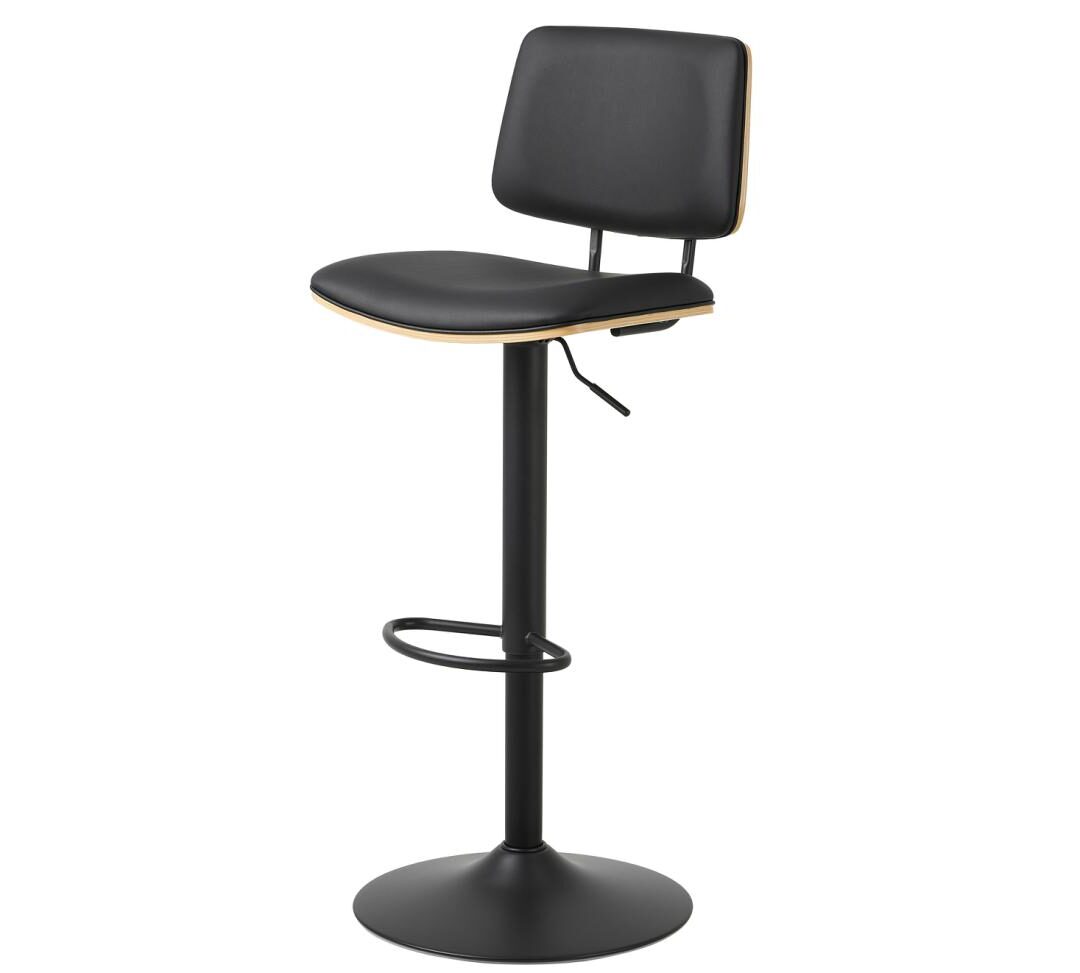 Barkruk Owen 8211 Pu Zwart Eiken Fineer 8211 Verstelbaar