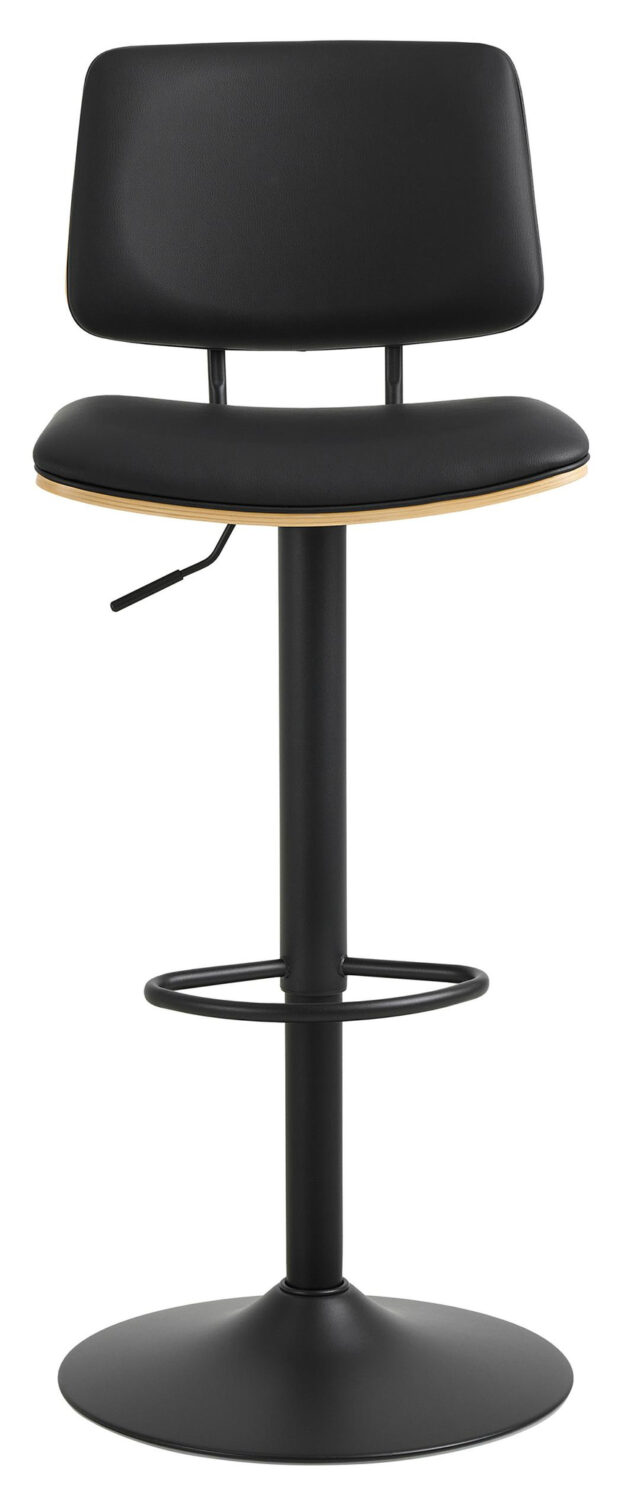 Barkruk Owen 8211 Pu Zwart Eiken Fineer 8211 Verstelbaar
