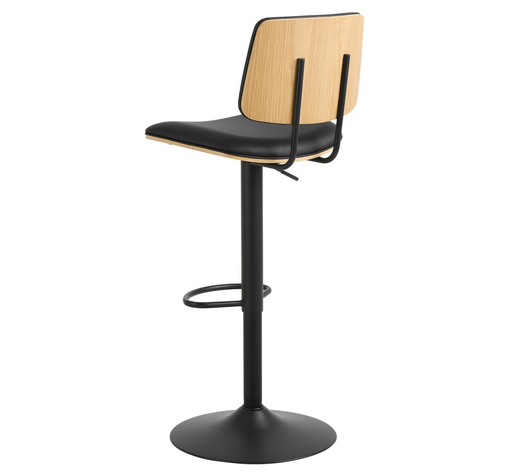 Barkruk Owen 8211 Pu Zwart Eiken Fineer 8211 Verstelbaar