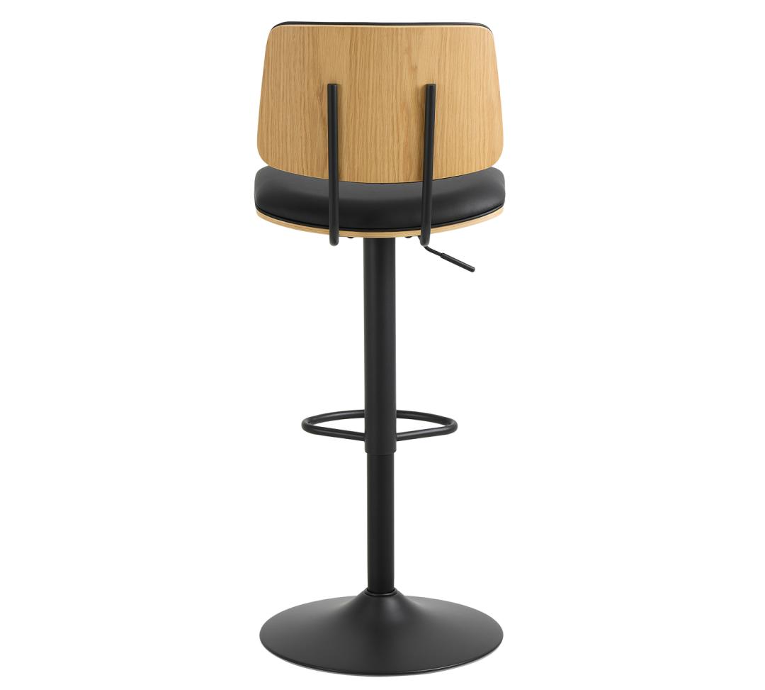 Barkruk Owen 8211 Pu Zwart Eiken Fineer 8211 Verstelbaar