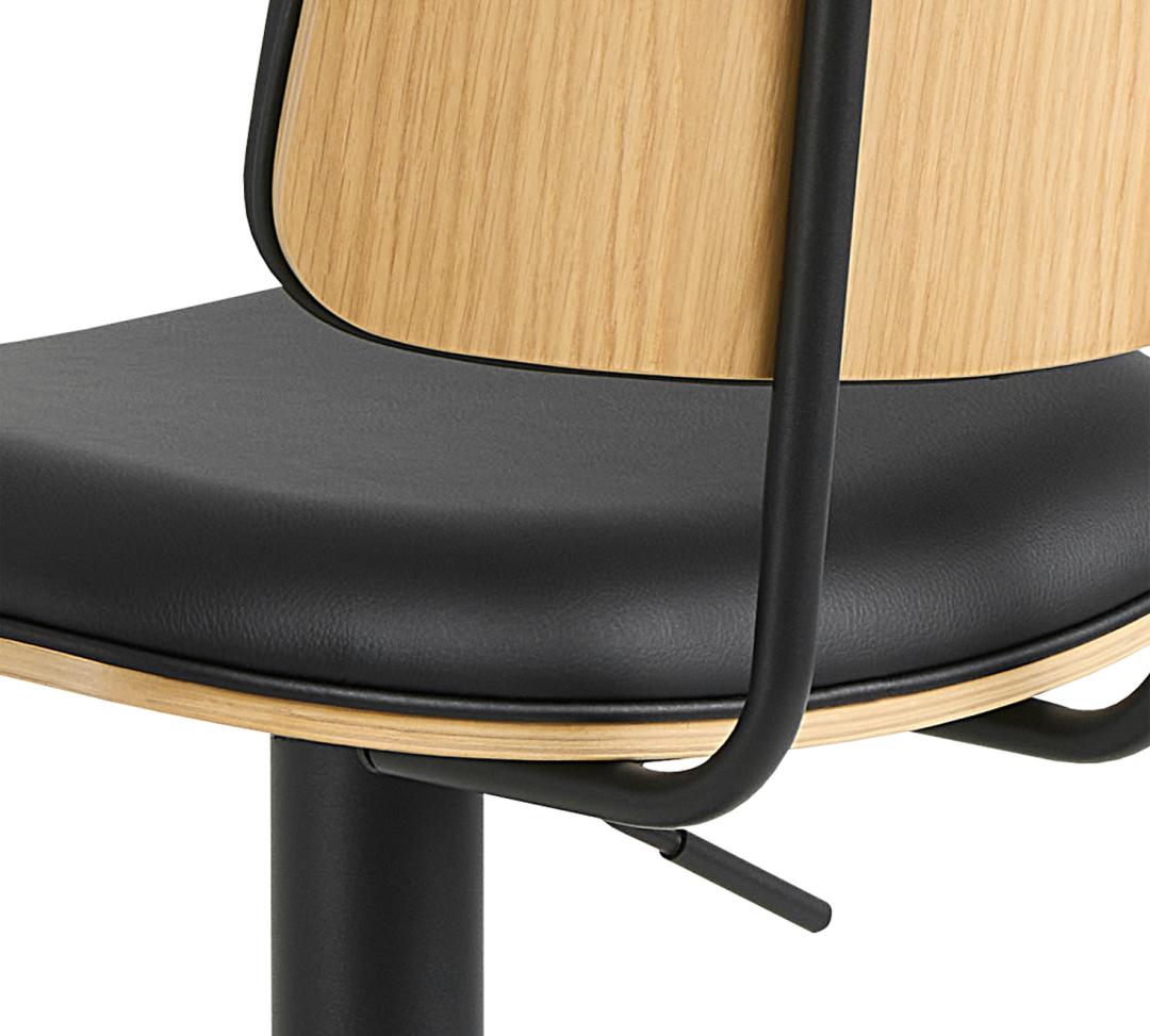 Barkruk Owen 8211 Pu Zwart Eiken Fineer 8211 Verstelbaar