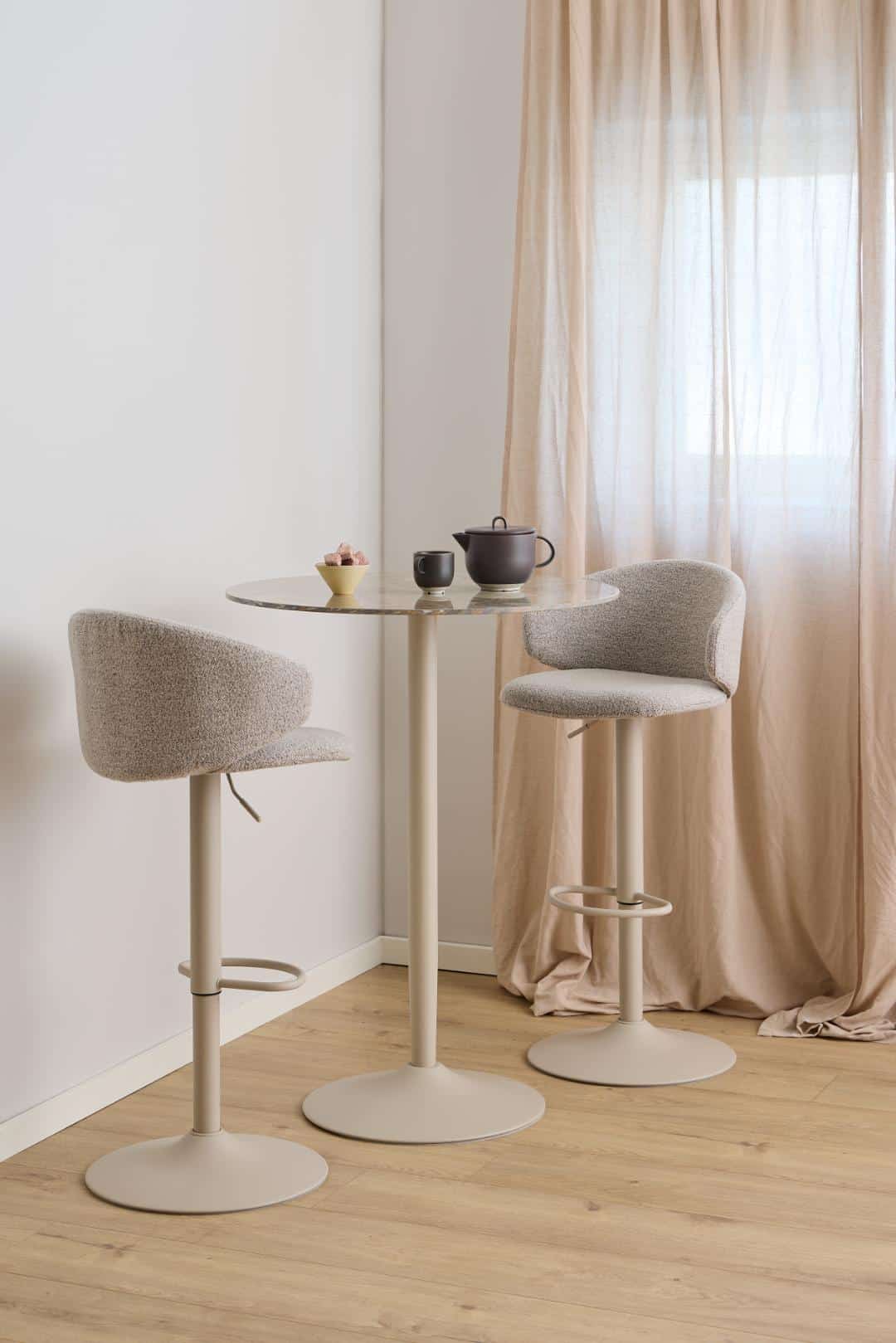 Barkruk Ella 8211 Stof Monza Beige 8211 Metaal