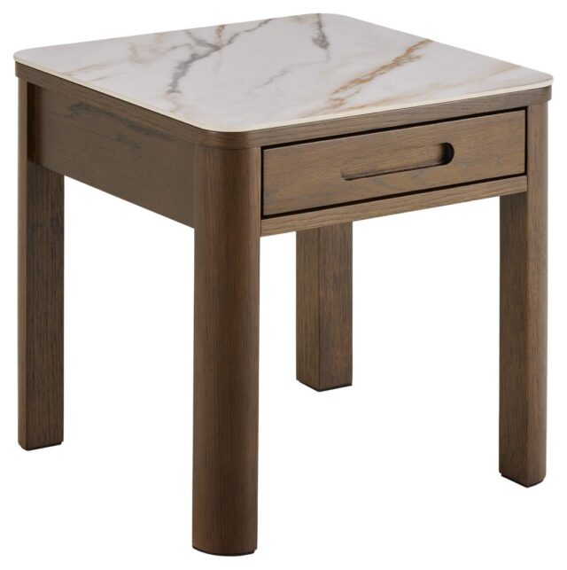 Bijzettafel Southampton 8211 Creme Keramisch Blad 8211 Eiken Fineer