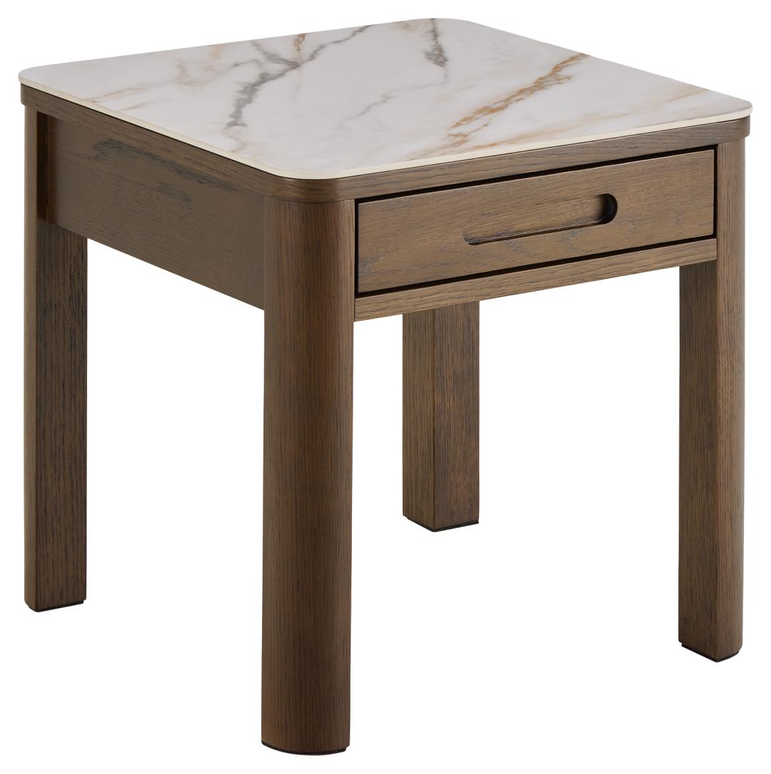 Bijzettafel Southampton 8211 Creme Keramisch Blad 8211 Eiken Fineer