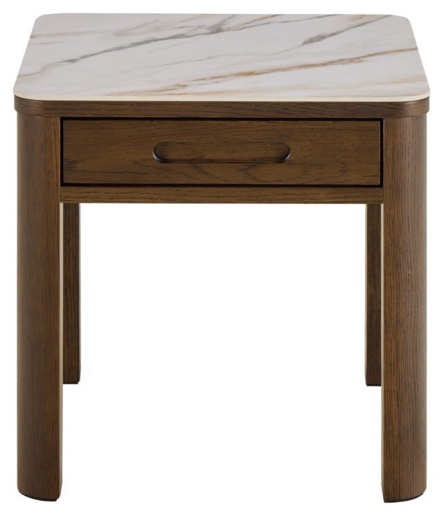 Bijzettafel Southampton 8211 Creme Keramisch Blad 8211 Eiken Fineer