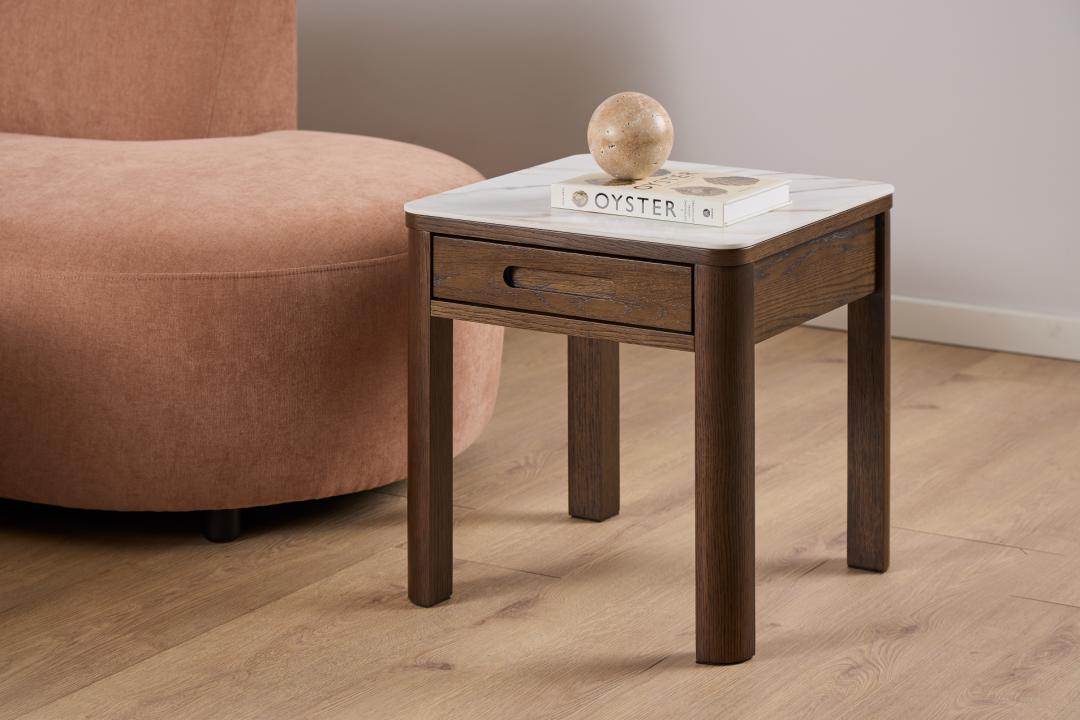 Bijzettafel Southampton 8211 Creme Keramisch Blad 8211 Eiken Fineer