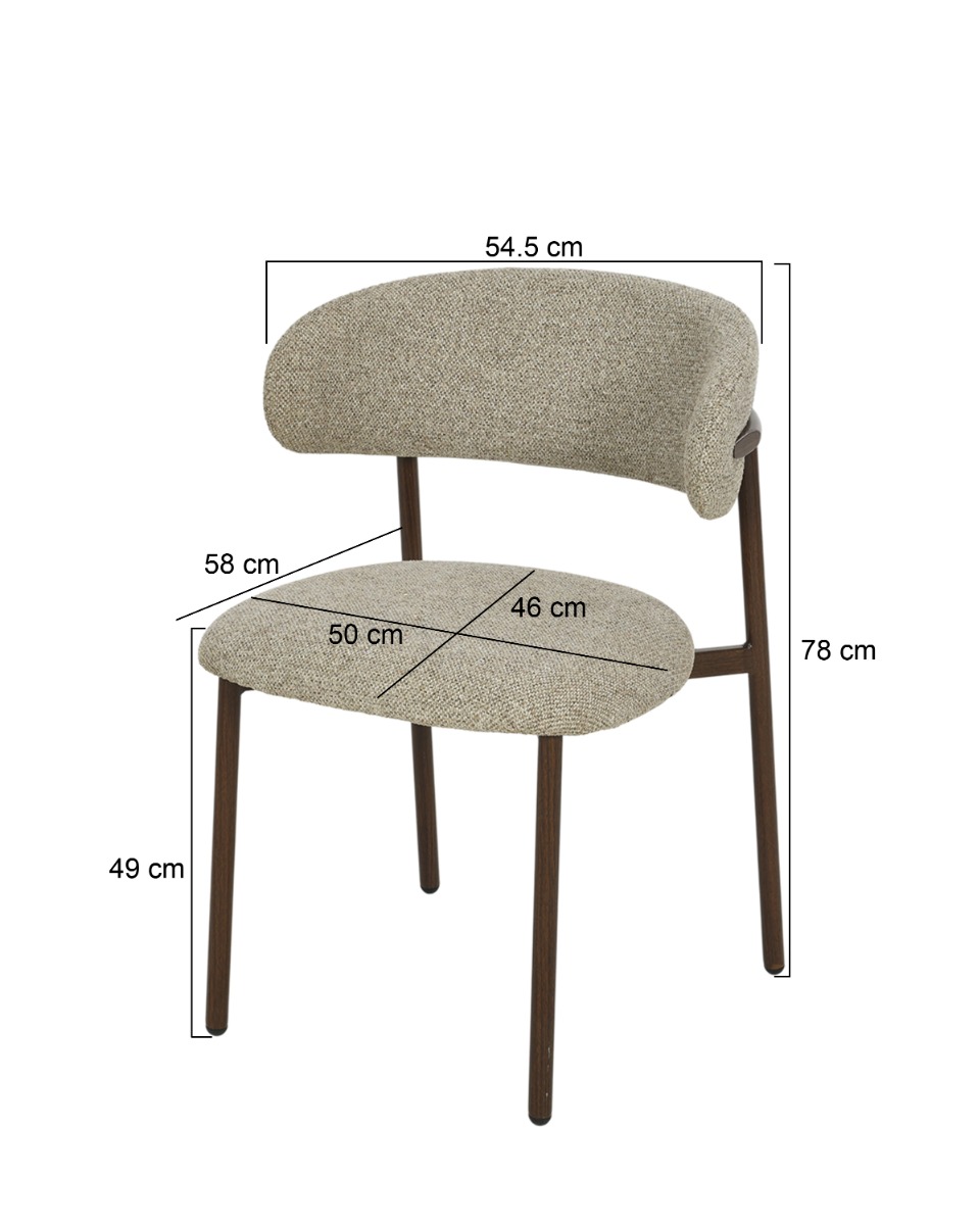 Eetkamerstoel Micah 8211 Stof Beige 8211 Hush Walnoot Eetkamerstoel Micah 8211 Stof Beige 8211 Hush Walnoot