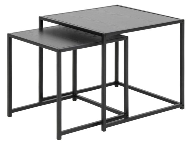Bijzettafel Seaford 8211 Zwart Rubber Melamine 8211 Metaal 8211 Set Van 2