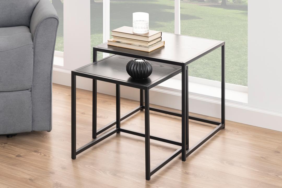 Bijzettafel Seaford 8211 Zwart Rubber Melamine 8211 Metaal 8211 Set Van 2