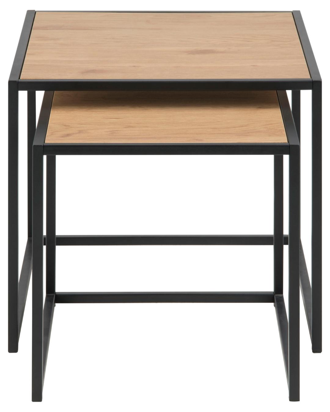 Bijzettafel Seaford 8211 Mat Wild Eiken Melamine 8211 Metaal 8211 Set Van 2