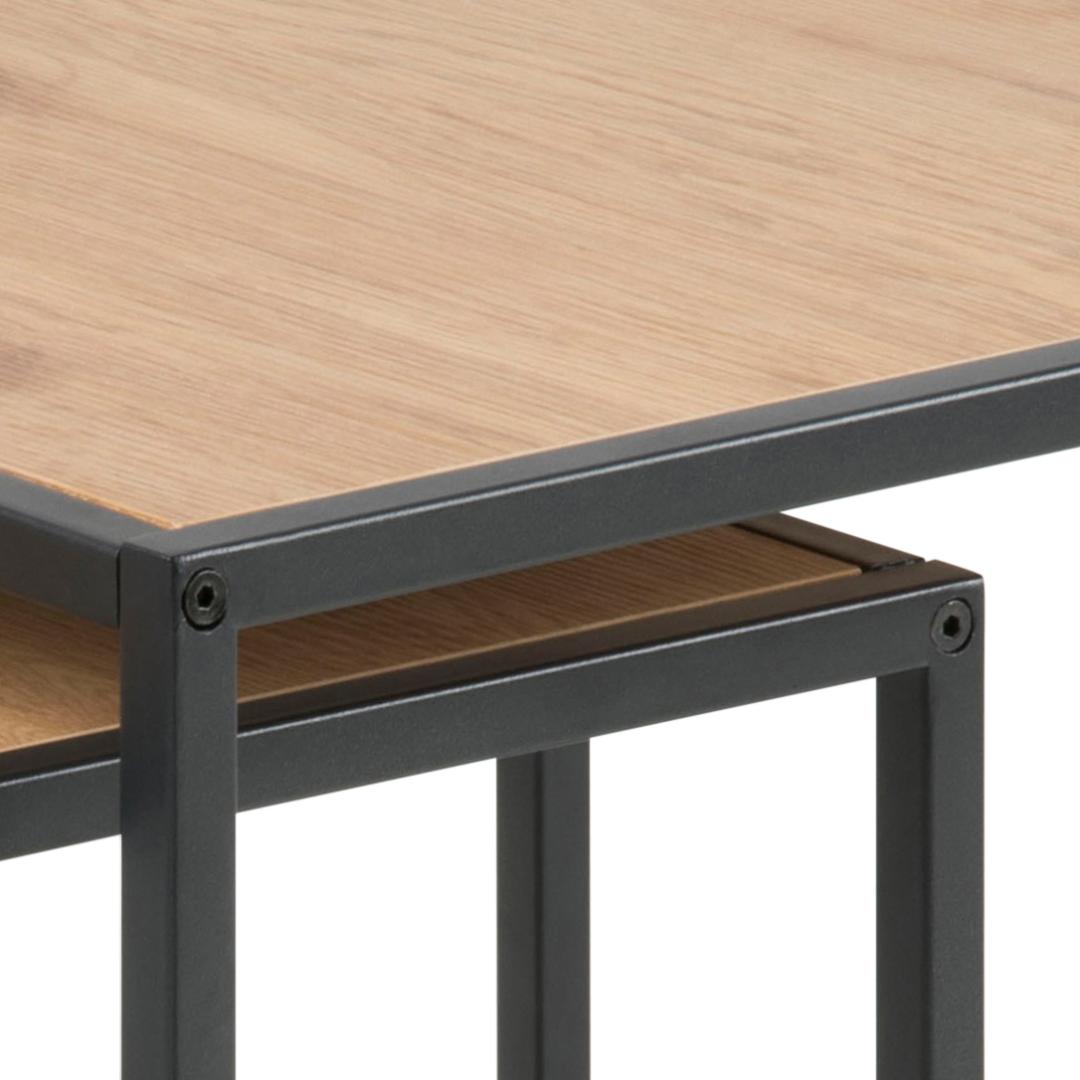 Bijzettafel Seaford 8211 Mat Wild Eiken Melamine 8211 Metaal 8211 Set Van 2