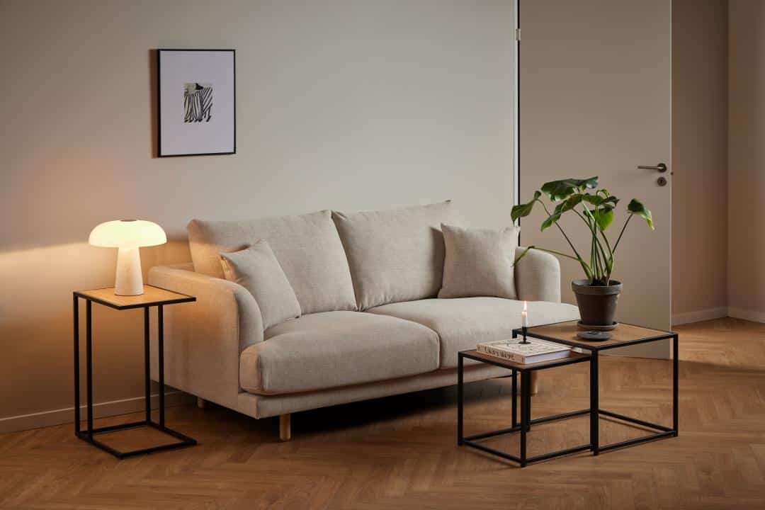 Bijzettafel Seaford 8211 Mat Wild Eiken Melamine 8211 Metaal 8211 Set Van 2