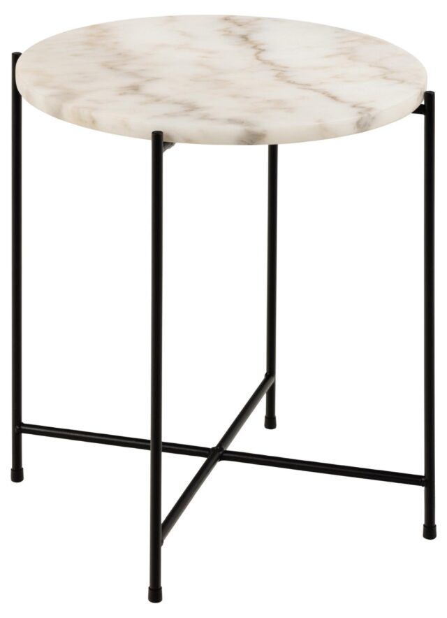 Bijzettafel Avila 8211 Wit Marmer 8211 Metaal